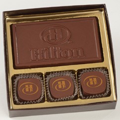 Hilton 3 Pc Truffle Box with Logo Bar 